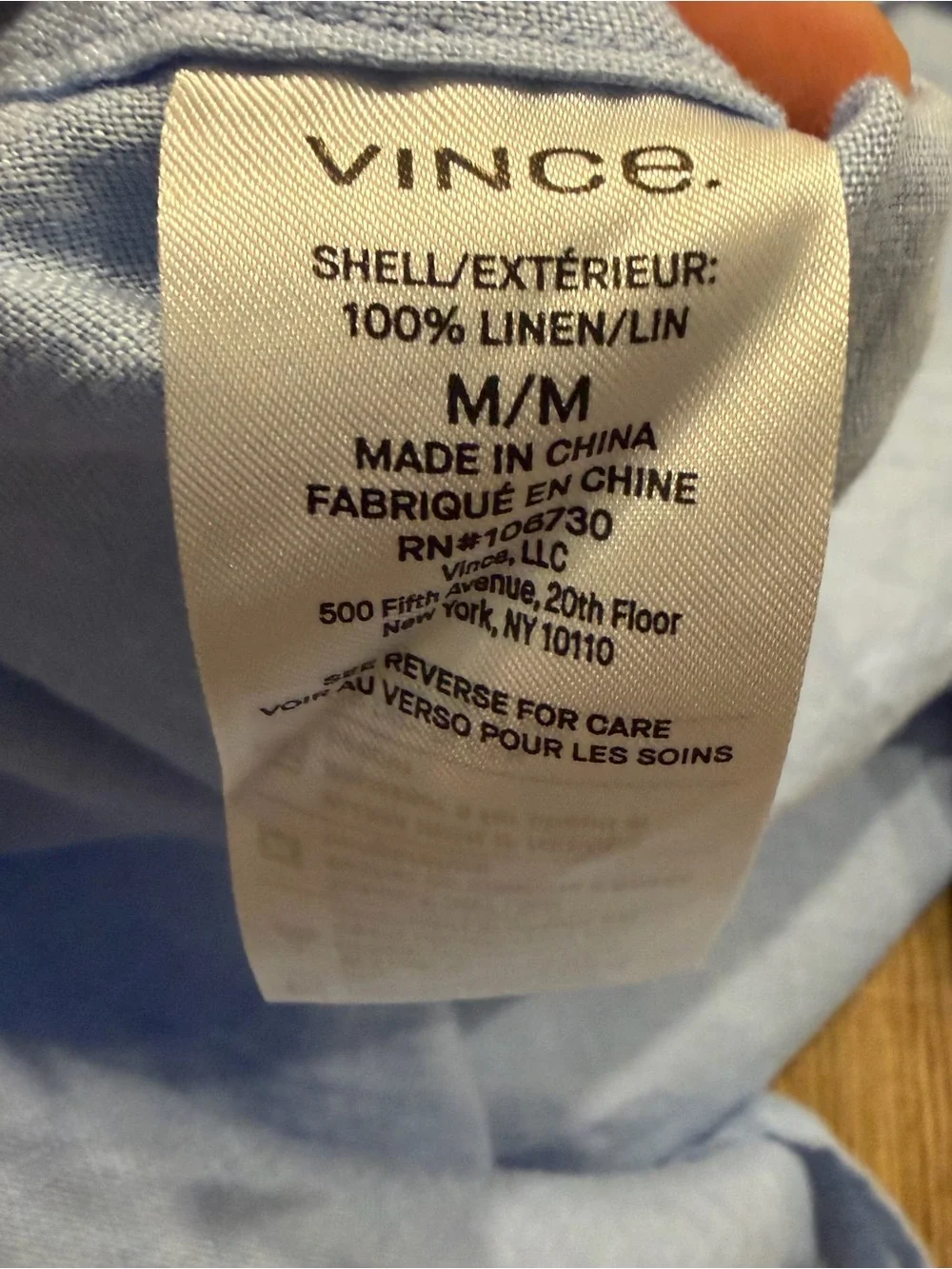 VINCE Light Blue Short-Sleeve Linen Shirt, men, M - Picture 4 of 7